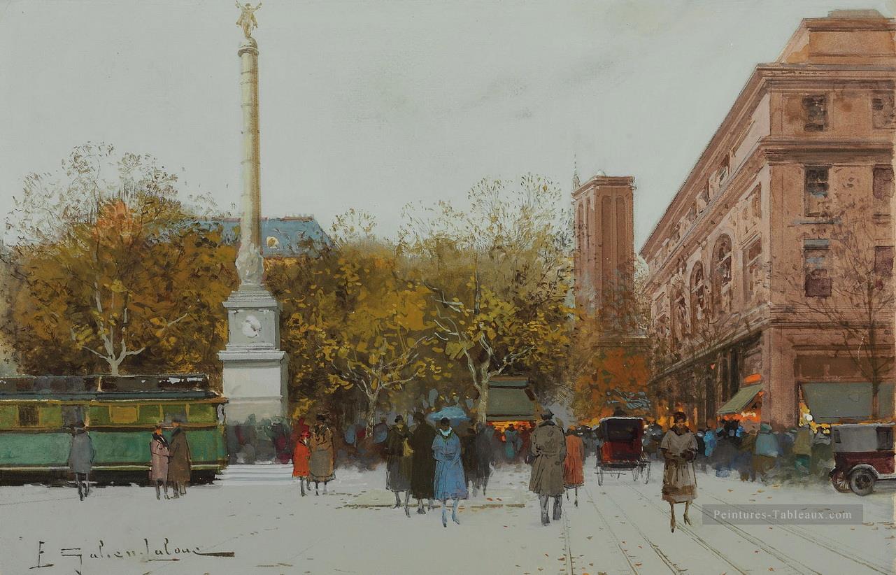 Paris Place du Chatelet Galien Eugène Peintures à l'huile